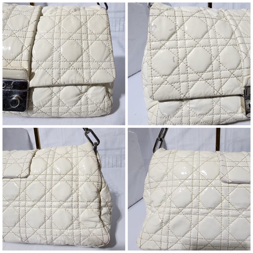 Authentic CHRISTIAN DIOR Lambskin Patent Cannage New Lock Flap Shoulder Bag - Picture 9 of 16